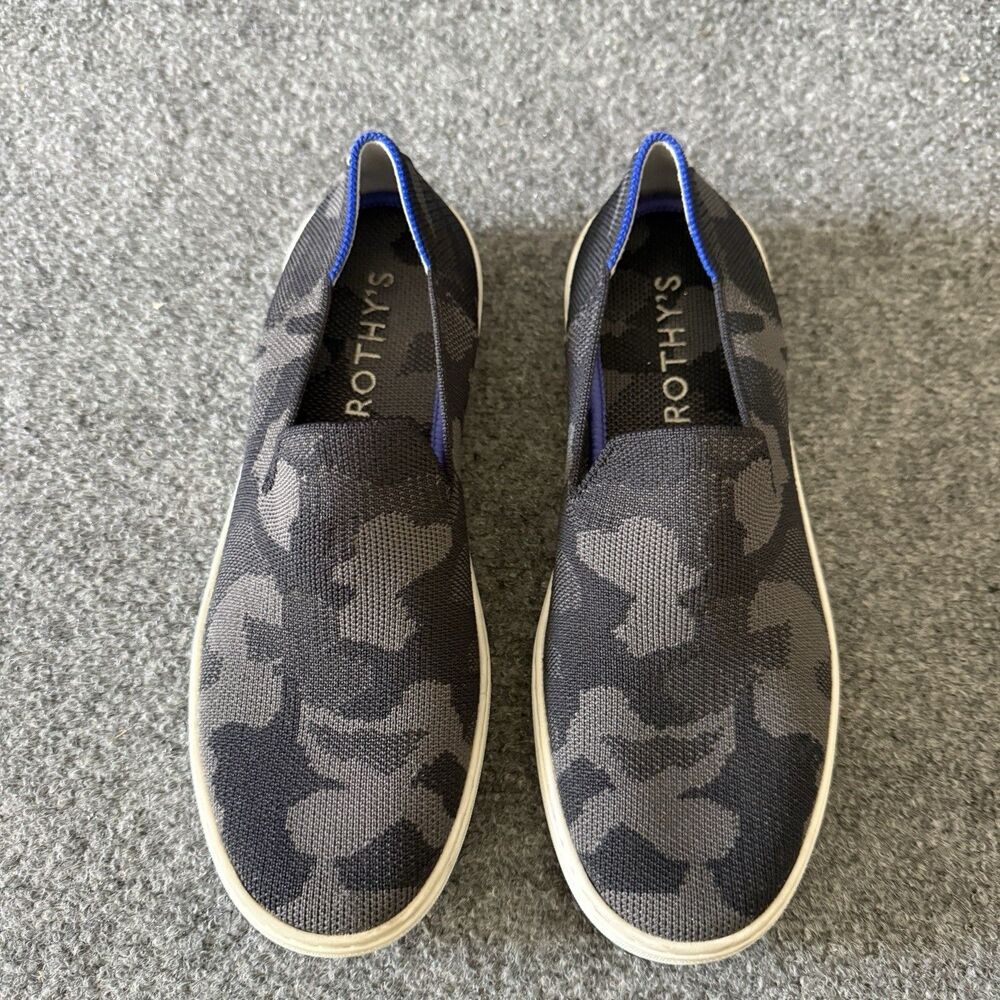 Rothys The Sneaker Grey Camouflage Washable Knit Slip On Flats Women’s Size 8